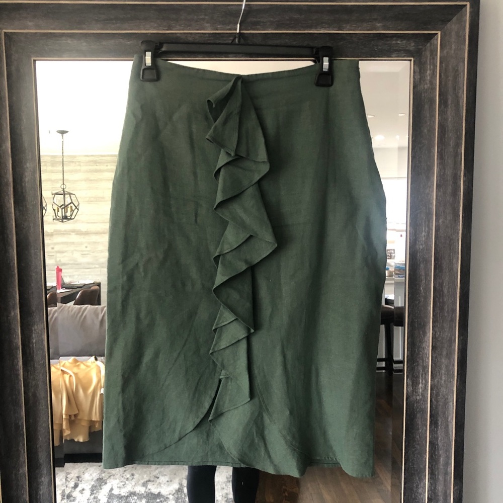 Zara Olive Linen Skirt